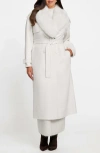 Marciano Ella Faux Fur Collar Double Breasted Coat In White