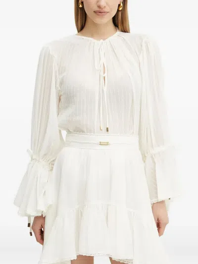 Marciano Elsa Tie Ruffled Blouse In White