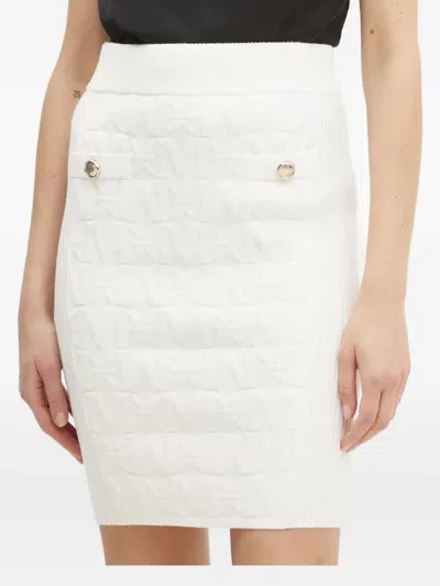 Marciano Embossed Button Mini Skirt In White