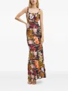 Marciano Estella Floral-print Sleeveless Maxi Dress In Brown