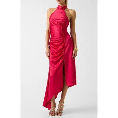 Marciano Evelina Sleeveless Halter Midi Dress In Red