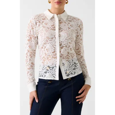 Marciano Faith Lace Button-up Shirt In White