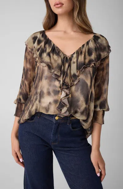 Marciano Fatima Printed Ruffle Top In Multi