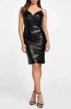 Marciano Fergie Ruched Sleeveless Faux Leather Dress In Black