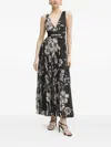 Marciano Floral Pleated Dress In Black