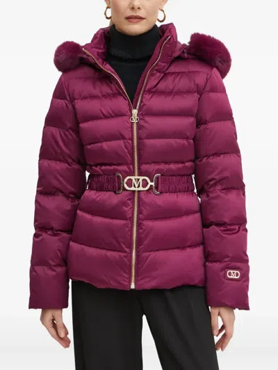 Marciano Fur-hooded Puffer Jacket In Purple