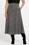 Marciano Gea Flared Tweed Midi Skirt In Black