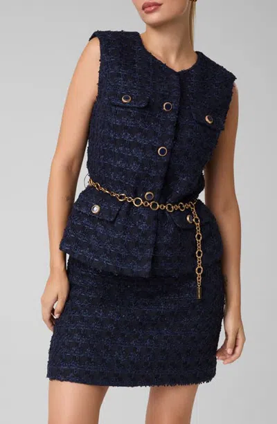 Marciano Geneve Belted Boucle Vest In Blue