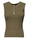 Marciano Giada Ribbed Button Top In Brown