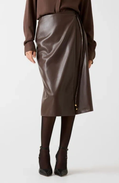 Marciano Gladys Faux Leather Wrap Skirt In Brown