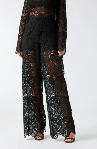 Marciano Grace Lace Wide Leg Pants In Black