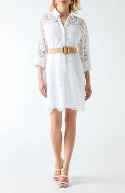 Marciano Grace Long Sleeve Lace Shirtdress In White
