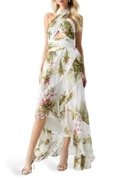 Marciano Hassana Floral Print Halter Maxi Dress In Multi