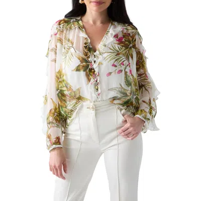 Marciano Hassana Ruffle Floral Print Top In Multi