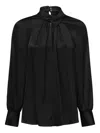 Marciano High-neck Keyhole Blouse In Black