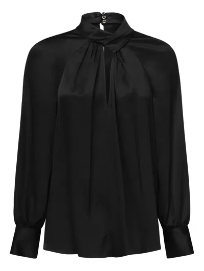 Marciano High-neck Keyhole Blouse In Black