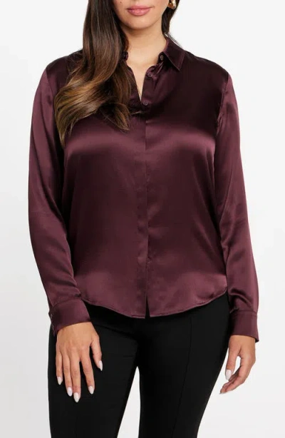 Marciano Icon Silk Shirt In Purple