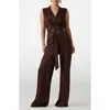Marciano Iva Surplice V-neck Sleeveless Jumpsuit In Brown