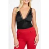 Marciano Jael Lace Trim Satin Camisole In Black