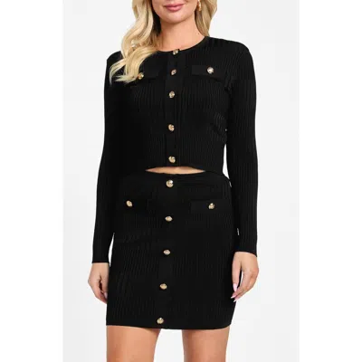 Marciano Janet Ribbed Cardigan In Black
