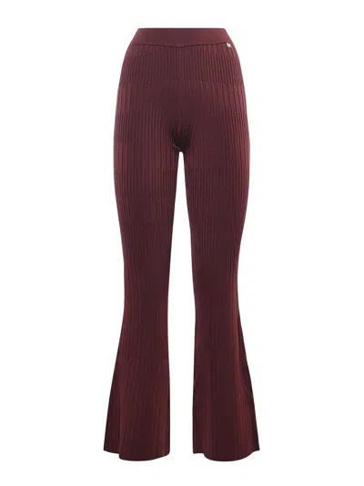 Marciano Ribbed Knit Palazzo Pants In Brown