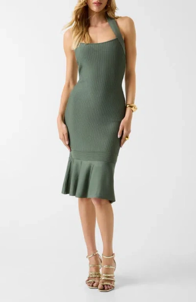 Marciano Jenny Rib Halter Midi Dress In Green