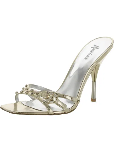 Marciano Joy Womens Leather Square Toe Heels In Silver