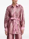Marciano Kaia Sequinned Belted Shirt In Pink