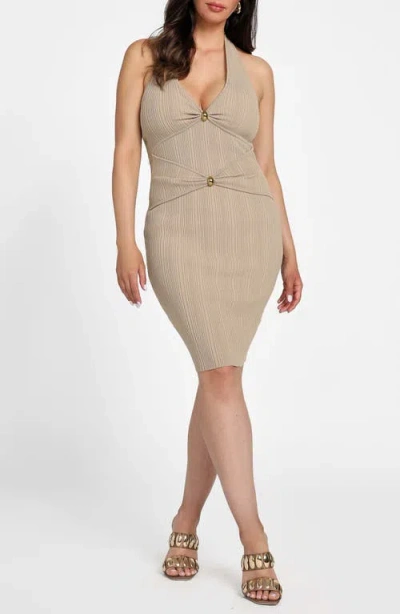 Marciano Kathleen Rib Halter Sweater Dress In Neutral
