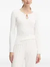 Marciano Keyhole Ribbed Top In White