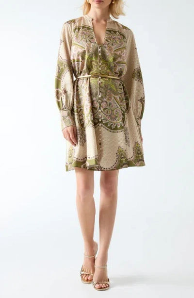 Marciano Khlifia Long Sleeve Belted Fit & Flare Minidress In Multi