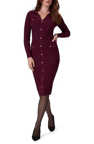 Marciano Lima Ribbed Sweater-dress In Burgundy