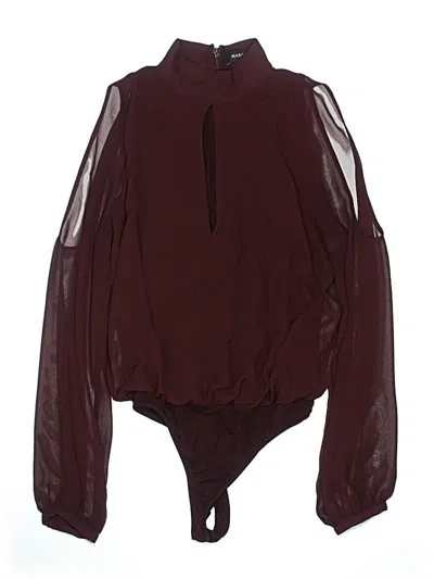 Pre-owned Marciano Long Sleeve Blouse In Burgundy