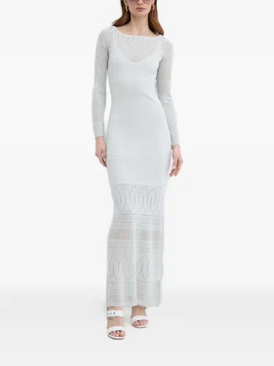 Marciano Long-sleeve Crochet Maxi Dress In White