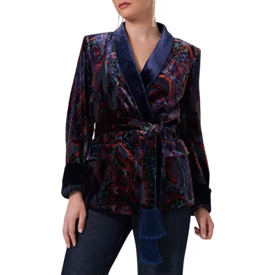 Marciano Marbella Devore Velvet Paisley Blazer In Multi