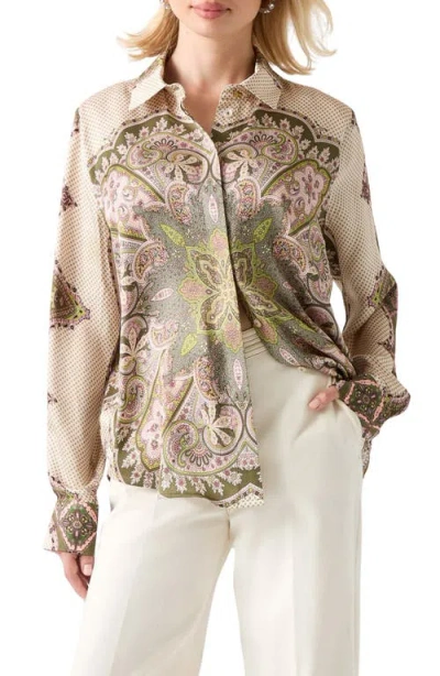 Marciano Melissa Mixed Print Button-up Shirt In Brown