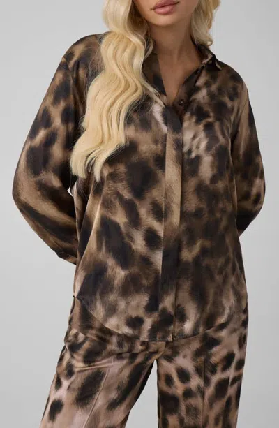 Marciano Melissa Mixed Print Button-up Shirt In Brown