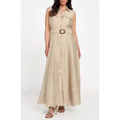Marciano Mindi Sleeveless Belted Shirtdress In Neutral