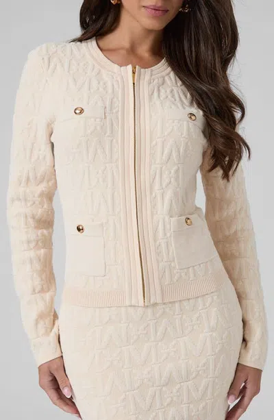 Marciano Naliya Logo Zip Cardigan In Open White
