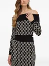 Marciano Off-shoulder Patterned Sweater In Black
