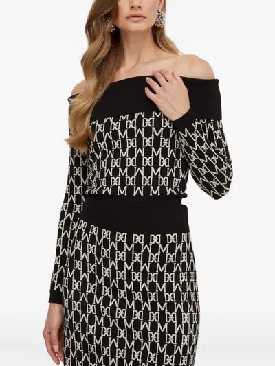 Marciano Off-shoulder Patterned Sweater In Black