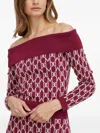 Marciano Off-shoulder Patterned Sweater In Red