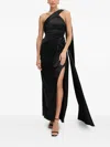 Marciano One-shoulder Draped Maxi Dress In Black