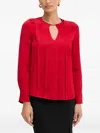Marciano Pleated Keyhole Cut-out Blouse In Red