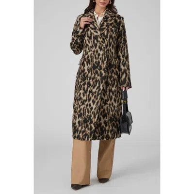 Marciano Sahaina Leopard Jacquard Coat In Golden Fur Print