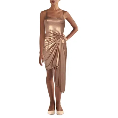 Marciano Sara Womens Drapey Midi Cocktail And Party Dress In Brown