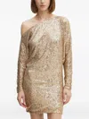 Marciano Sequin One-shoulder Mini Dress In Gold