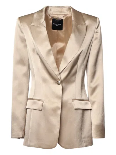 Marciano Single-breasted Satin Blazer In Gold
