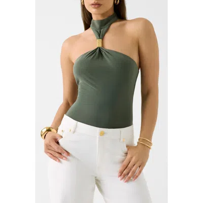Marciano Soraya Embellished Halter Neck Top In Green
