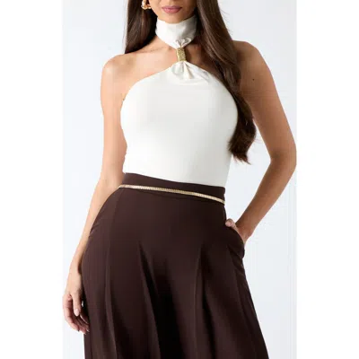 Marciano Soraya Embellished Halter Neck Top In White